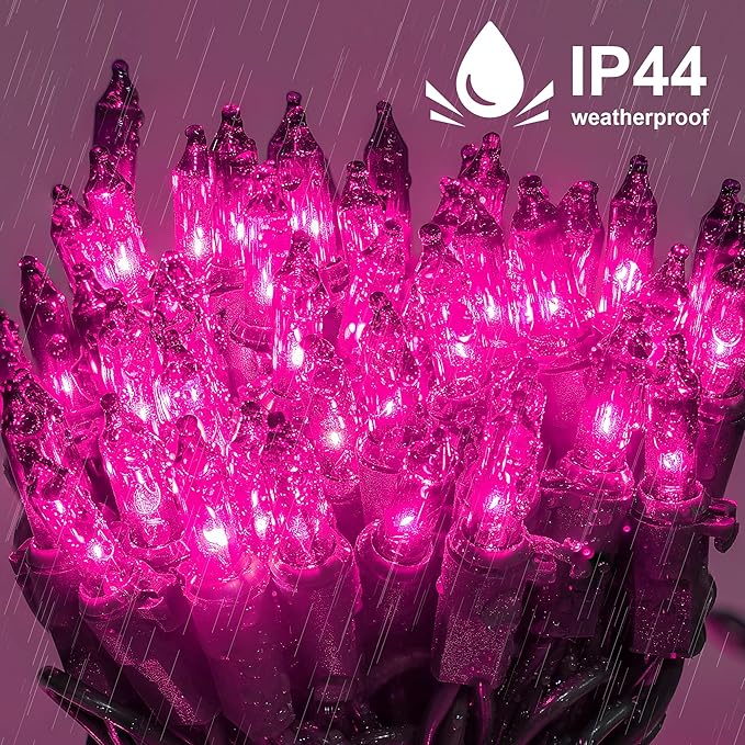 Hopolon Purple Christmas Lights Outdoor, 2Pack 13Feet 50Count Halloween String Lights Connectable 120V Plug in for Outdoor Indoor Garden Party Christmas Xmas Tree Lights Decor (Purple)