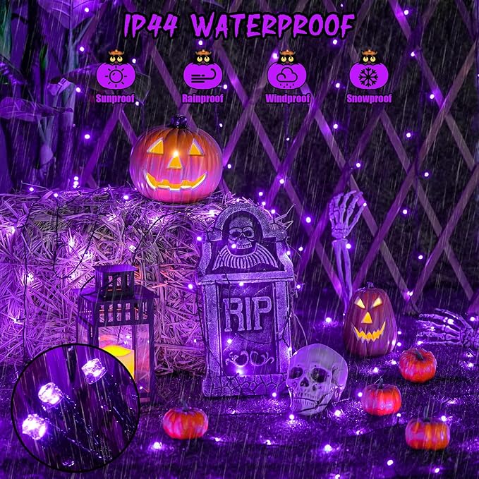 JMEXSUSS 2 Pack Solar String Lights Outdoor Waterproof, Total 400 LED 151FT Solar Christmas Lights Outdoor, 8 Modes Christmas Light for Outside Patio Yard Tree Decorations, Purple