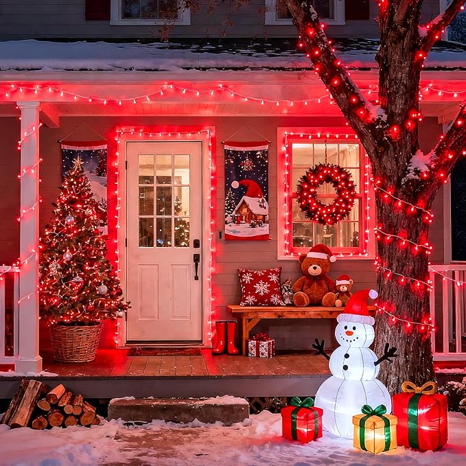 JMEXSUSS Red Valentines Day Decor Lights Clear Wire, 66ft 200 LED Red Christmas String Twinkle Fairy Lights Outdoor Indoor Plug in for Room Party Tree Valentines Day Decorations