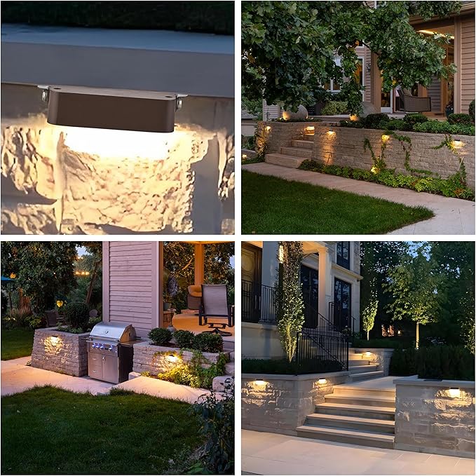 LED Outdoor Step Lights, 12V Low Voltage Landscape Lighting, 2W Adjustable Color Temperature 2700K 3000K 4000K 5000K 6500K Paver Lights, 4 in. Waterproof Retaining Wall Lights, 4-Pack