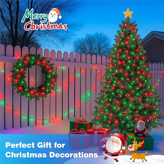 Christmas Lights 500LED 164FT, Waterproof Christmas Tree Lights with 8 Modes, Remote Control 3 Timers & Memory Function Xmas Decorations for House and Holiday (Red and Green)