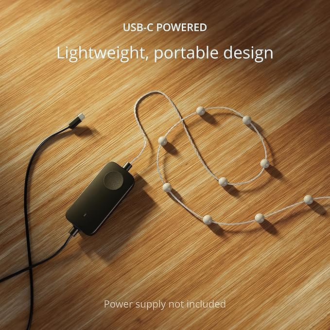 Twinkly Strings USB-C Pearls 100 LED, Pearl-Shaped LED Light String, RGB Multicolor LED Lights, Valentine's Day Lights, Compatible with Alexa, Google Home, USB-C Power, Transparent Wire, 19.7ft