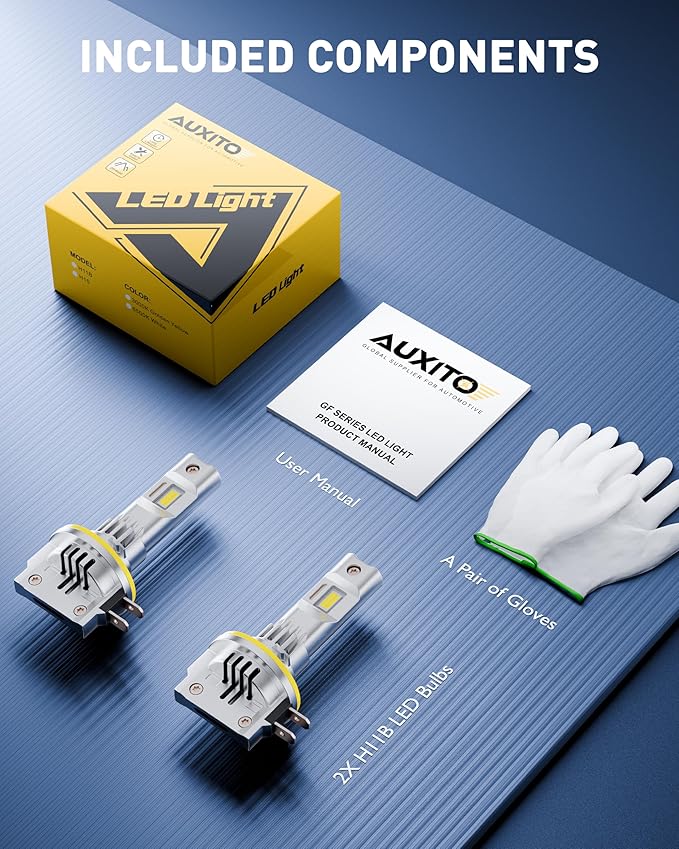 AUXITO H11B LED Bulb, 900% Ultra-Bright, 6500K White Light, Plug and Play, Long Lifespan, No Flicker, 99% Compatibility, 2PCS