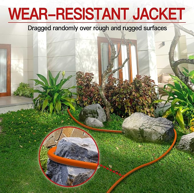 16/3 50 FT Outdoor Extension Cord Waterproof, Weatherproof & Flame Retardant Orange 3 Prong Power Cord Outside for Lawn & Garden, 13 Amps 1625 Watts 125 VAC 16AWG SJTW, ETL Listed