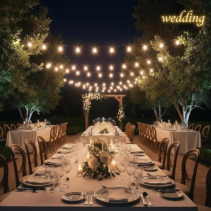 RTTY Dense-Glow 100FT All-Purpose Outdoor String Lights with 50 G40 Bulbs - Versatile for Patio & Deck Lighting, Backyard Gatherings, Poolside Evenings, and Intimate Wedding Decor