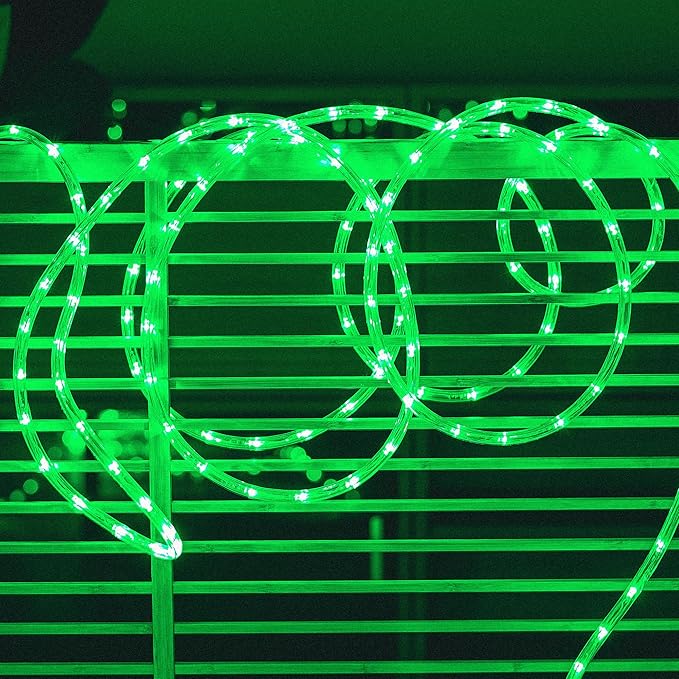 Waterproof LED Rope Lights, Connectable & Flexible with 8 Modes, Outdoor Lighting for Deck, Garden, Pool, Patio & Christmas Decor (Green, 50ft)
