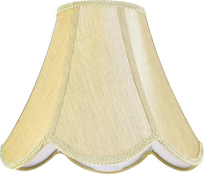 GO&SO Gold Lamp Shade Medium Bell Lamp Shades -Edge Petal Braid Design Scalloped Lamps Shade -6"Top x 13"Bottom x 10.6"Vertical Height (Spider) Replacement Lampshades for Table Lamps -Easy Assembly