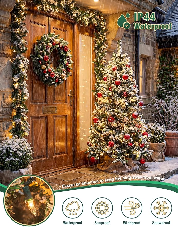 Hopolon 50 Count Clear Christmas Lights 13 Feet Incandescent String Lights Green Wire Mini Christmas Tree Light for Indoor Outdoor Garland Birthday Wedding Festival Decoration, Warm White
