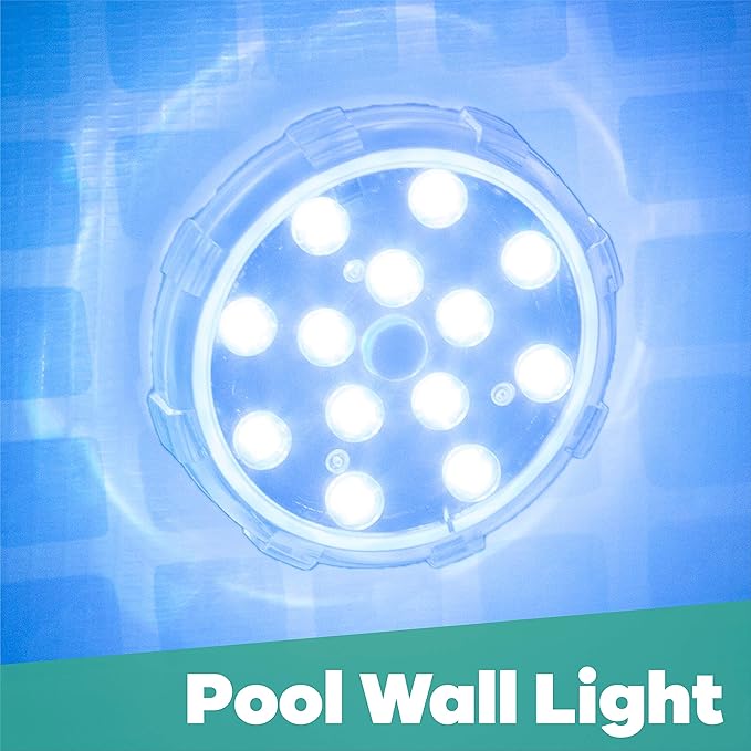 Game Pool Lights - 12 Colors 4 Modes, Easily Installable, Remote Controlled, Uses 3 AAA Batteries, for Above Ground Pools