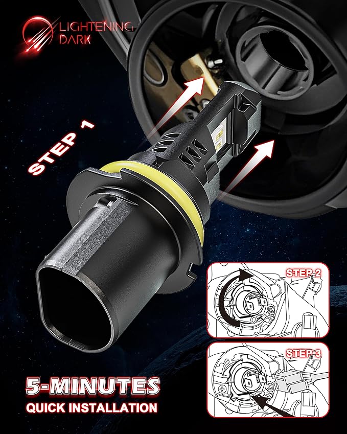 9007 Bulbs, 9007 Fog Light Bulbs 400% Bright 6500K Xenon White Fanless Wireless Plug and Play (Pack of 2)