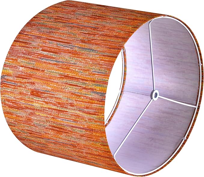 GO&S0 16 Inches Large Colorful Lamp Shades for Floor Lamps and Table Lamps-16"x16"x10" (Spider) Set of 2 Bohemia Style Replacement Lampshade Drum,Striped Natural Fabric Lamp Shade -Easy Assembly