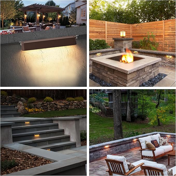 Low Voltage LED Step Lights 4 Pack, 7 Inch Landscape Lighting for Deck, Stairs & Pathway, 5CCT Adjustable 2700K-6500K, Waterproof Outdoor Retaining Wall & Paver Lights, 12V 4.5W