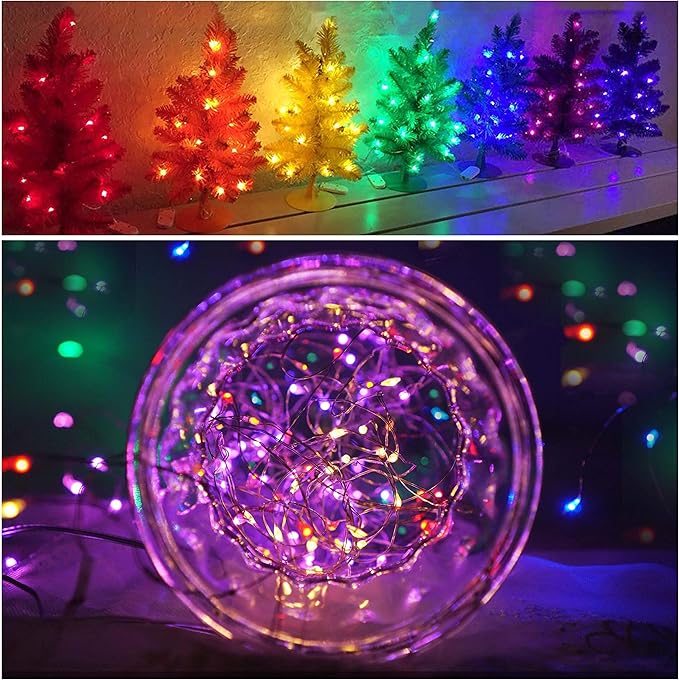 20 Pack Fairy Lights Battery Operated, 20 LED String Lights Mason Jar Lights, Waterproof Copper Wire Mini Lights String Firefly Light for Wedding, Table, Party, Christmas Decor (8 Colors)