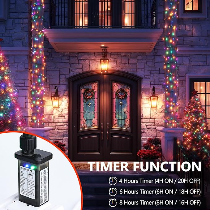 iBaycon Color Changing Christmas Lights, 33FT 100 LED RGB Christmas String Lights Outdoor, Fairy Twinkle Tree Lights with Remote Timer Plug in for Xmas Room Indoor Party Holiday Decorations