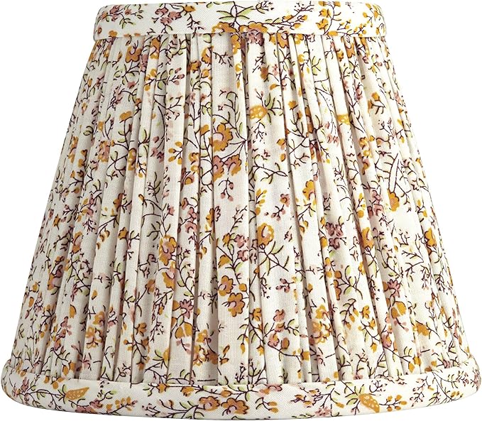 Springcrest Nelle Goldenrod Floral Pleated Cottage Core Lamp Shade 3.5x6x5 (Clip-On) - Springcrest