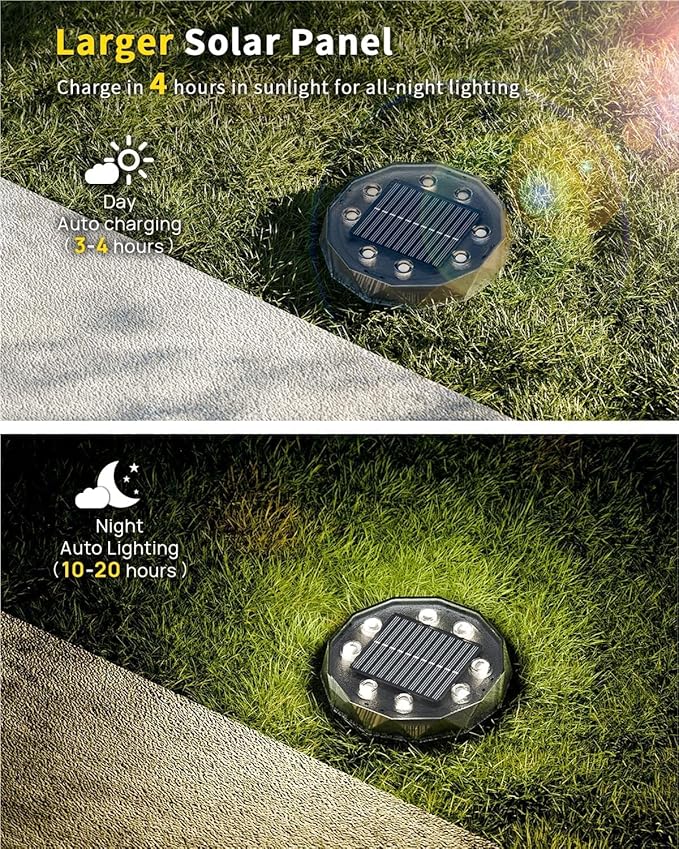 Solar Ground Lights with Remote Control 50ft,IP67 Waterproof Solar Garden 15 Multi Color Lights,RGBYW Solar Powered Outdoor Landscape Lighting for Pathway,Yard,Deck,Lawn,Patio,Walkway,Poolside,16 Pack