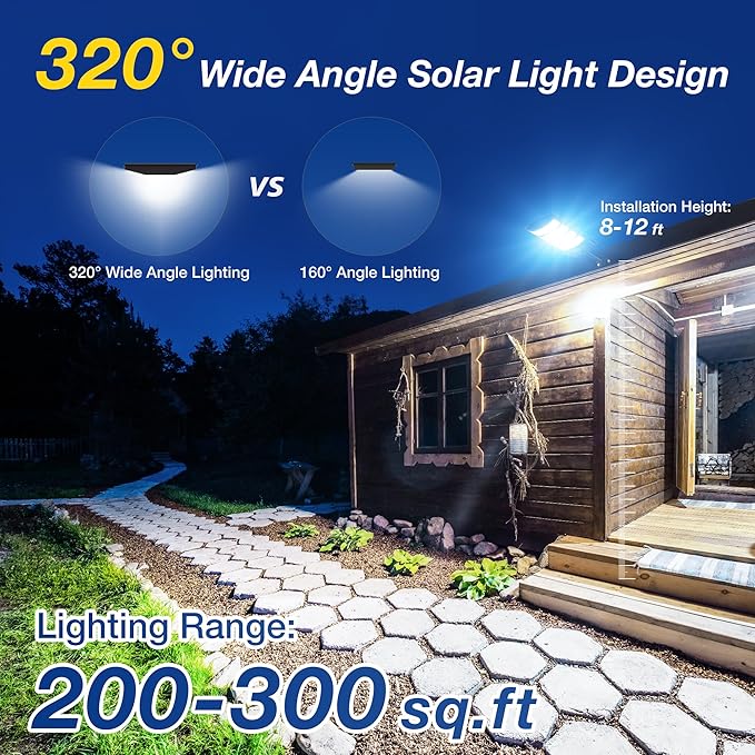 Solar Lights Outdoor - Super Brght Solar Street Lights Outdoor Dusk to Dawn with Motion Sensor and Remote Control, Wide Angle Commercial LED Street Light IP67 Waterproof(2 Pack)