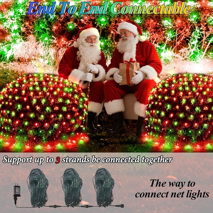 Lovelite 204 LED Net Lights, 35 Colors Changing Easter Net Lights Outdoor, 9.8ft x 6.6ft Connectable Bush Mesh Light Clear Wire for Halloween Christmas Tree Holiday Wedding Party Gazebo Patio Decor