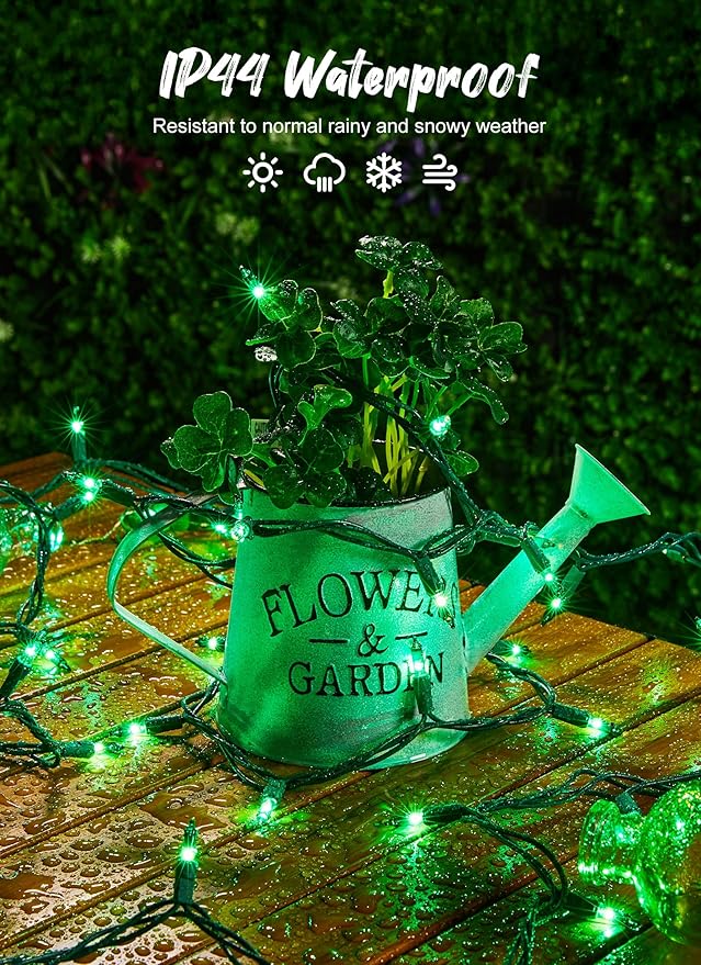 St. Patrick Mini String Lights, 50 Count 12 Feet Incandescent Bulb St Patrick Day Lights, Waterproof Green Lights for Indoor Xmas Tree Garland Birthday Wedding Party Festival Decoration, Green Wire