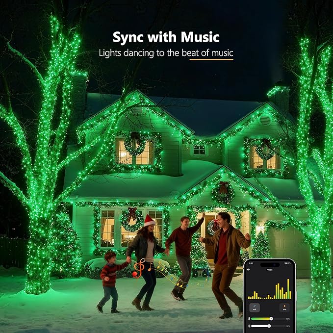 Brizled Smart Red Valentine String Lights/Green St. Patrick's Day Lights, 66FT 200 LED Color Changing Christmas Tree Lights WiFi App & Voice Control, Dimmable Music Sync for Indoor Outdoor Xmas Party
