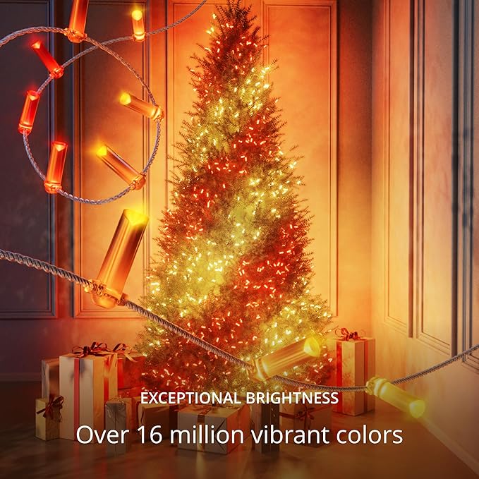 Twinkly Strings USB-C Candle 100 LED, Candle-Shaped LED Light String, RGB Multicolor LED Lights, Valentine's Day Lights, Compatible with Alexa, Google Home, USB-C Power, Transparent Wire, 19.7ft