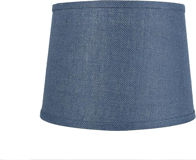 Urbanest French Drum Burlap Lampshade, 12-inch by 14-inch by 10-inch, Denim Blue