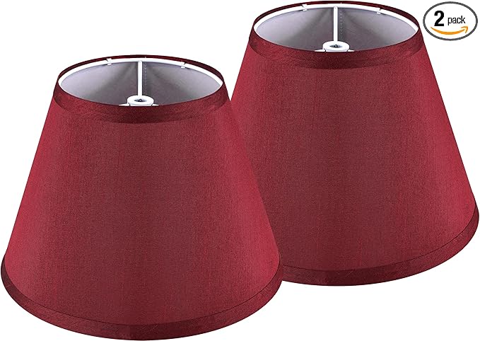 2 Pack Small Barrel Burgundy Lamp Shade, Fabric Lampshade for Table and Floor Lamp, 5.5'' Top x 10'' Bottom x 7.2'' Height, Spider Fitting, Handcrafted By GO&SO
