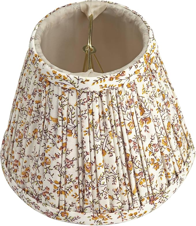 Springcrest Nelle Goldenrod Floral Pleated Cottage Core Lamp Shade 3.5x6x5 (Clip-On) - Springcrest