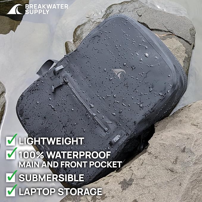 Breakwater Supply™ Waterproof IP68 Submersible Backpack with Airtight Zippers | Laptop Travel Outdoors | Fogland 25L 20L 15L | 100% Waterproof, Submersible, Airtight Zippers, Travel Outdoors