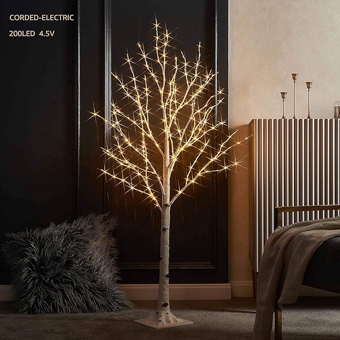 LITBLOOM Lighted Birch Twig Tree with Fairy Lights 4FT 200 LED Lights for Indoor Outdoor Home Christmas Easter Holiday Decoration