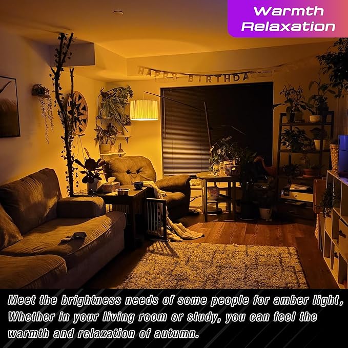 A19 Amber Sleep Light Bulbs, 1800K Warm Light Bulb 60W Equivalent, Blue Light Blocking, 9W 800lm, E26 Bright Amber Light Bulb for Healthy Sleep, Bedroom, Porch, Patio Lighting, Non-Dimmable, 2 pack