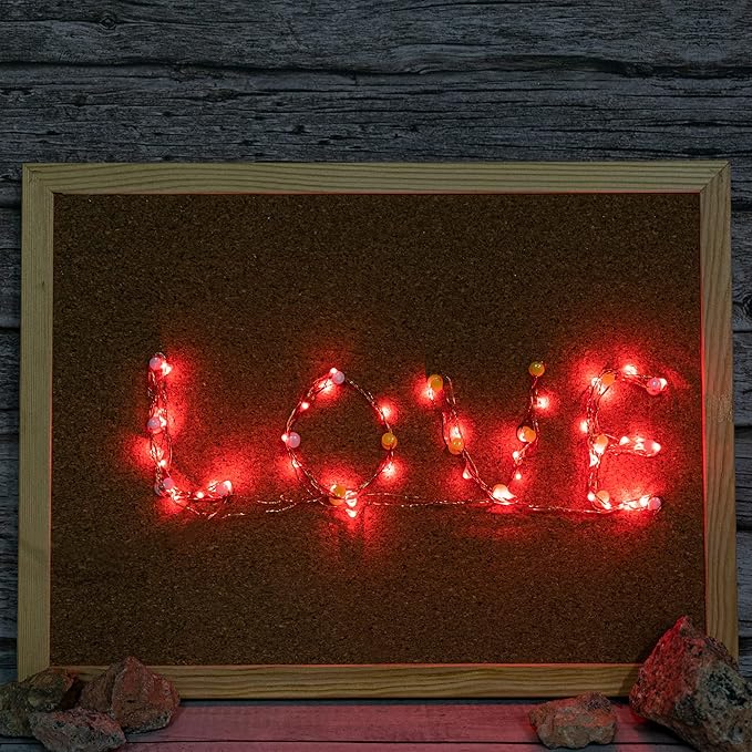 ITART Micro LED String Lights Battery Powered 8 Pack Red Mini Fairy Light 20 LED 6ft Ultra Thin Silver Wire Rope Lights for Craft DIY 4th of July Clothes Costume Wreath Display