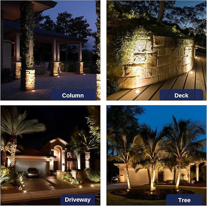 Gardenreet Outdoor Low Voltage Well Lights - Brass Electric 12V Replaceable Bulb In-Ground Lighting, LED Low Voltage Fixture, Antique Bronze for House Patio Backyard with 2700K Warm White MR16 Bulb