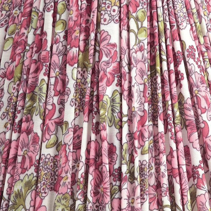 Springcrest Nelle Pink Floral Cottage Core Pleated Shade 3.5x6x5 (Clip-On) - Springcrest