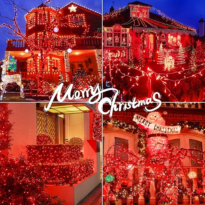 Hopolon 50 Red Christmas Lights, 2PACK White Wire 13Feet Long String Lights Set for Outdoor Indoor Décor, Valentines Day, Wedding, Halloween, Christmas Trees, Holiday Lighting Decorations,Red