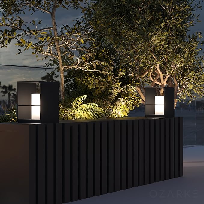 Ozarke Solar Lumina Pillar Lamp - Portable Rechargeable Lantern Outdoor Water Resistant Lights with Remote Control for Garden, Patio, Yard, Porch, Pathway Decorative Light, Warm 3000K