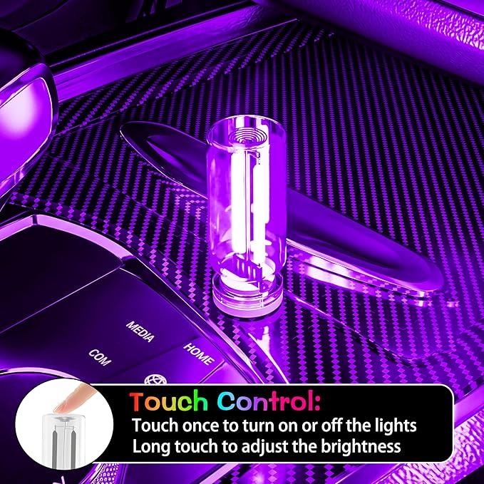 4 PCS Car USB Light Blub, Plug-in LED Ambient Lighting with Touch Dimming. The Brightness Can Be Adjusted Making It for Cars, Bedrooms, Hallways (4 Purple)