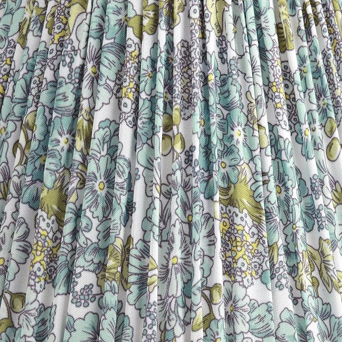 Springcrest Nelle Soft Blue and Green Floral Pleat Cottage Core Shade 3.5x6x5 (Clip-On) - Springcrest