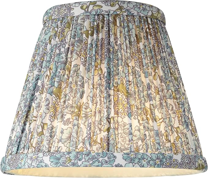 Springcrest Nelle Soft Blue and Green Floral Pleat Cottage Core Shade 3.5x6x5 (Clip-On) - Springcrest