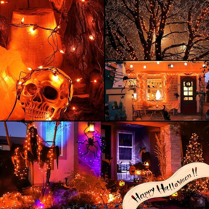 Hopolon Orange Thanksgiving Mini Lights, 2Pack 13Feet 50Count Autumn Fall String Lights,Connectable 120V Plug in for Outdoor Indoor Garden Party Halloween Christmas Xmas Tree Lights Yellow Decor
