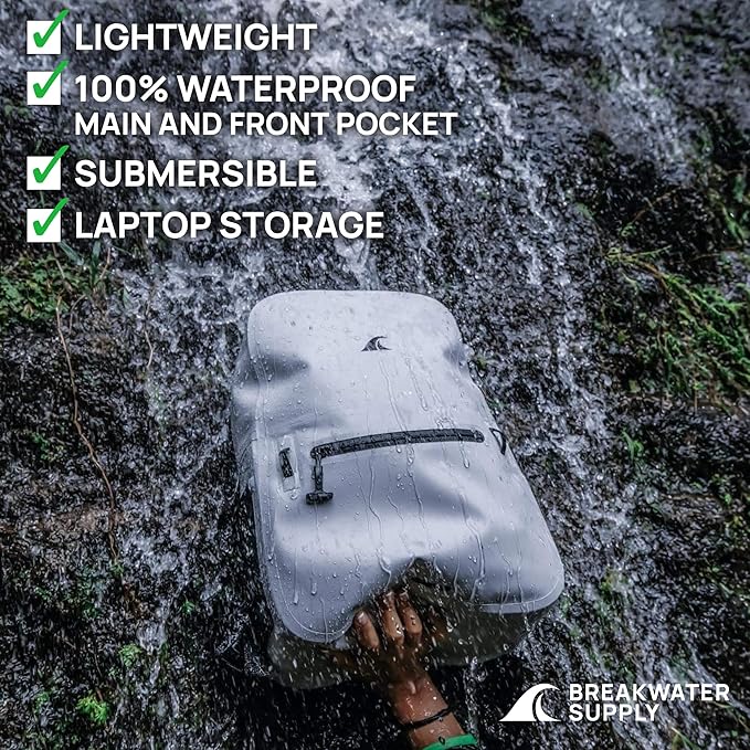 Breakwater Supply™ Waterproof IP68 Submersible Backpack with Airtight Zippers | Laptop Travel Outdoors | Fogland 25L 20L 15L | 100% Waterproof, Submersible, Airtight Zippers, Travel Outdoors