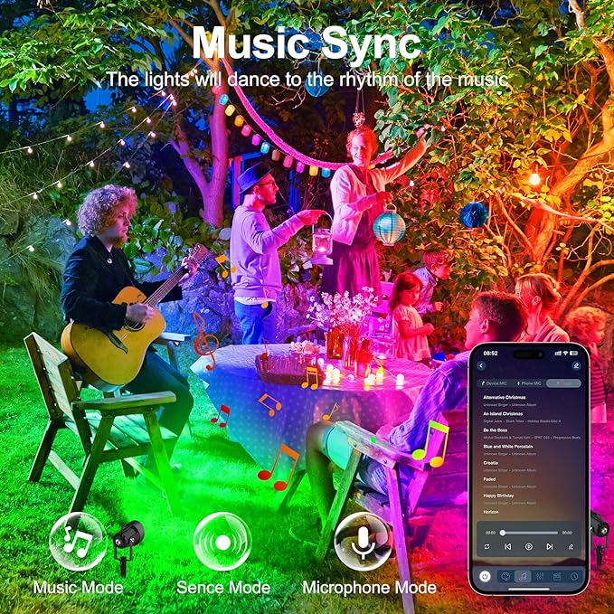 T-SUN Smart RGBW Spotlights, Indoor Uplights, Spotlights with App & Remote, Music Sync, 16M Colors, Timer, Dimmable, Waterproof Floor Spotlight for Plants Home Party Stage Decor, Set of 4