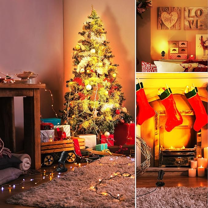 SUNVIE RGBW Christmas Spot Lights Indoor 6W Uplighting Indoor with Remote Color Changing Up Lights Indoor 120V Spotlights Indoor LED Uplights Indoor Accent Lighting for Party Plant Decor, 2 Pack