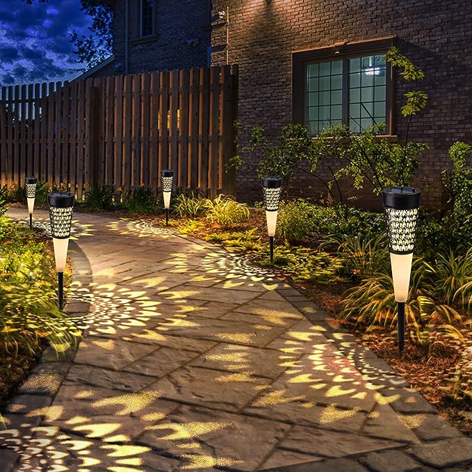 Toodour Solar Lights Outdoor Garden, 4 Pack Solar Pathway Lights Waterproof, Auto On/Off, Outdoor for Garden Yard Patio Walkway Driveway Landscapes Lawn (Warm White)