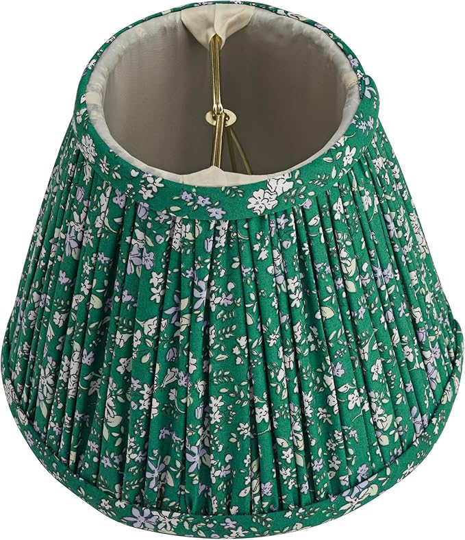 Springcrest Nelle Green Violet Floral Cottage Core Pleated Shade 3.5x6x5 (Clip-On) - Springcrest