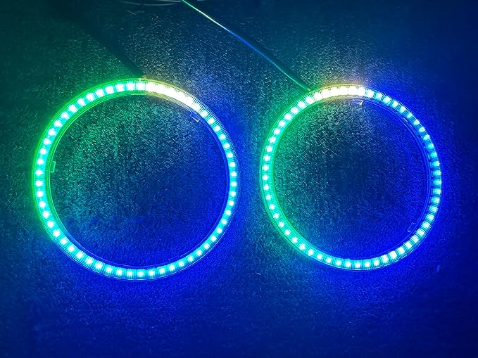 2PCS 70MM Dream Chasing Color Car Angel Eyes LED Halo Ring Lights,LED Headlight Lamp Daytime Running Light,Smart Phone iOS Android App Bluetooth and Remote Control Multilple Colors
