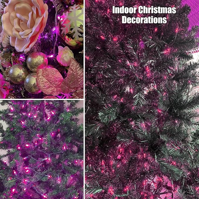 HISHINY Christmas Lights 100 Count Pink Christmas Tree String Lights with White Wire for Outdoor Indoor Christmas Decorations Wedding Decorations Valentines Day Decor,UL Certified (21feet)