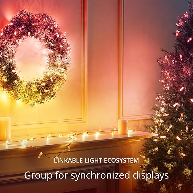 Twinkly Candies App-Controlled Candle-Shaped LED Light String with 200 RGB (16 Million Colors) LEDs. 5 Meters / 16.4 Feet. Green Wire. USB-C-Powered. Indoor Smart Home Lighting Decoration