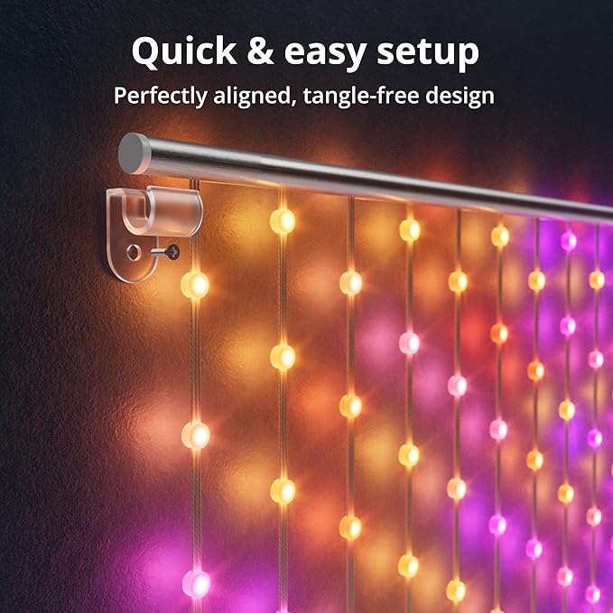 Twinkly Matrix 1.64x7.87ft LED RGB, High Density 500 LED Curtain, Smart Multicolor Gaming RGB Lights, Razer Chroma, Omen, Alexa, Google Home Compatible, Gaming Lights, App Mapping, Transparent Wire