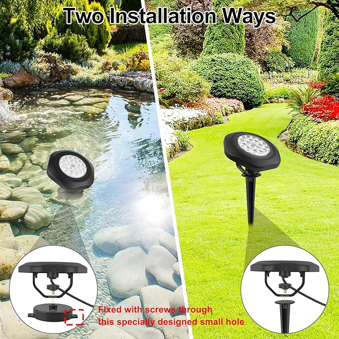 RGBW Pond Lights,18 LED Underwater Submersible Fountain Light, Remote Control IP68 Waterproof Color Changing Spotlights Lighting for Fish Aquarium Tank Garden Yard Pool(Set of 4)